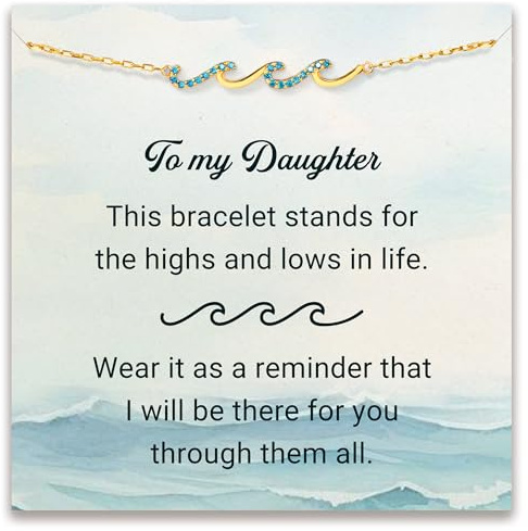 STORYJEWELLERY Mothers Day Gifts for Daughter, Daughter Bracelet, Daughters Gifts, Wave Bracelet for Adult Daughters, Graduation Birthday Presents