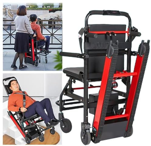 Fauteuil Roulant d'escalade sur chenilles, Monte Escalier Electrique léger et Pliable, Chaise Pliante pour Personnes âgées handicapées Diable Electrique Escaliers