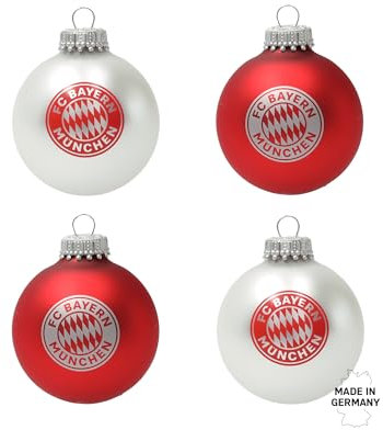 FC Bayern München Christbaumkugel 4er Set Rot/Weiß I Fußball