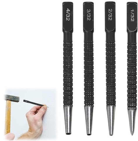 4 Pcs Portable Positioning Punch Set, Nail Punch, Centre Punch, Nail Punch Set, Automatic Centre Punch, Centre Punch For Metal, Nail Punch Set For Wood(00.8mm-3.2mm)