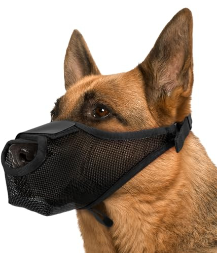 Muselière pour Chiens, Respirant Musoliaire Chien Anti-Aboiement Anti-Morsure, Museliere Souple Réglable Chien pour Les Chiens de Taille Grande, Moyenne (XL)