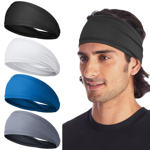 Tumurup Cinta Pelo Deporte, 4 Pcs Cinta Pelo Hombre Diadema Hombre Antiscivolo Elástico Headband Accesorios Running Deporte
