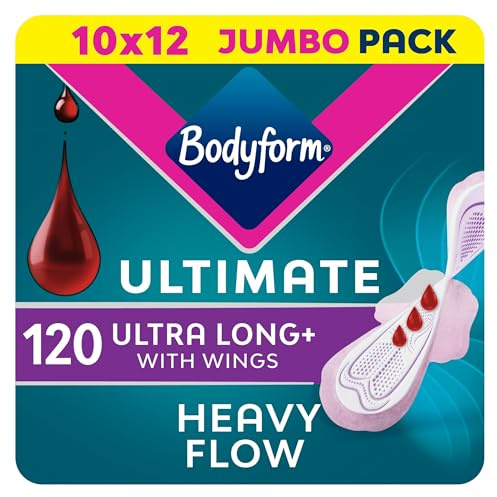 Bodyform Ultimate Ultra Long Sanitary Towels Wings 120 Pack, Heavy Periods