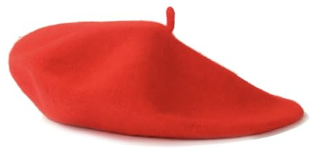 Red Wool Beret Hat, Vintage French Style Artist Beret for Adults