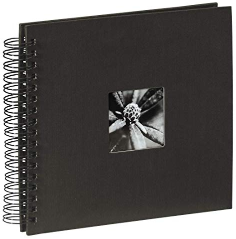 Hama Fotoalbum 28x24 cm (Spiral-Album mit 50 schwarzen Seiten, Fotobuch mit Pergamin-Trennblättern, Album zum Einkleben und Selbstgestalten) schwarz