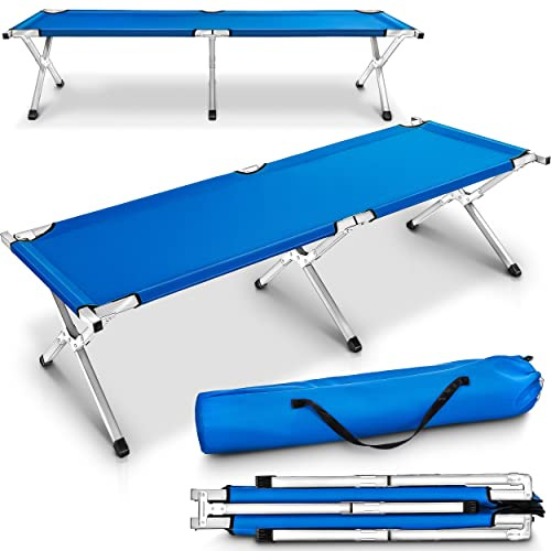 TRESKO® Campingbett Feldbett 190x64x44cm klappbar + Tragetasche bis 200 kg | Campingliege XXL für Outdoor & Indoor | Klappbett faltbar für Garten Camping Angeln Festival Reise Strand