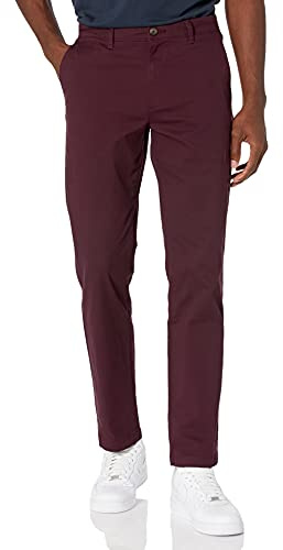 Amazon Essentials Men's Straight-Fit Casual Cotton Stretch Chino Pants, Burgundy, 36W x 30L