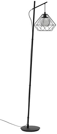 EGLO Stehlampe Vernham, 1 flammige Stehleuchte Vintage, Industrial, Retro, Standleuchte Stahl, Rauchglas, Wohnzimmerlampe in Schwarz, Lampe mit Tritt-Schalter, E27 Fassung