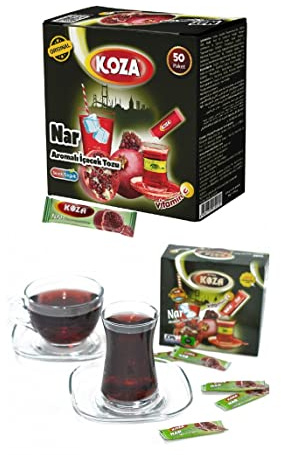 KOZA Granatäpple Instant dryckespulver pinne individuellt förpackad, 50-pack | pulver för varm eller kall dryck | Turkiskt te | Iste | Fruktte | Cay | Tepulver |