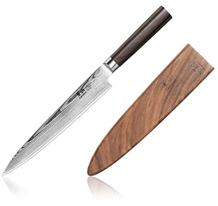 Cangshan HAKU Series 8-Inch Sashimi Knife with Sheath, Forged X-7 Damascus Steel, 501103
