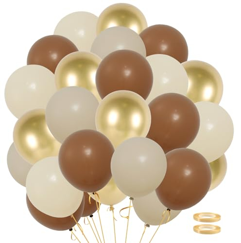 Ballons Anniversaire Marron, 62 Ballon Marron Et Beige Ballon Beige Ballons Nude Dorés BallonHelium Or Avec Rubans Pour Bapteme Mariage Anniversaire Garcon Baby Shower Decoration Champetre