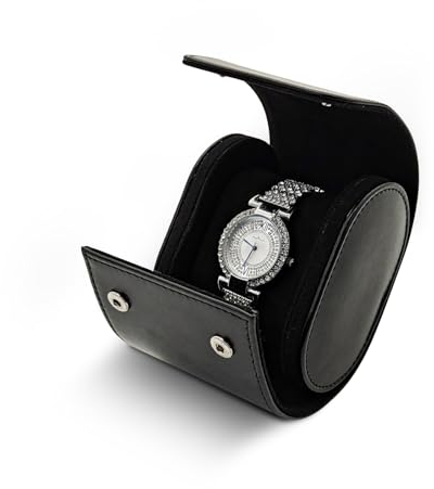 WisePoint Scatola Orologi, PU Custodia Orologio in Pelle Singolo Porta Orologi per Uomini e Donne, Portatile Porta Orologi da Viaggio con Cuscino Rimovibile (Nero)