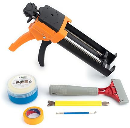 Pistola de calafateo de doble cartucho, 400 ml, relación 1:1, pistola de calafateo epoxi sin goteo, resistente, económica y duradera, aplicación de lechada epoxi de doble tubo para juntas de azulejos