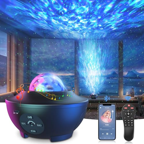 Lysumurl Galaxy Projector, Starry Night Light, LED Color Changing Music Night Light with Remote Control & Timer, Star Projector Lamp for Bedroom Room Decor