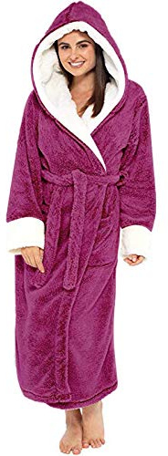 OBiQuzz Women's Cosy One-Piece Bathrobe with Hood, Lightweight Terry Towelling Dressing Gown, Fluffy House Coat, Large Sizes, Sauna Coat, Oversized Sleepwear, Winter Fleece Pyjamas, hot pink, 5XL