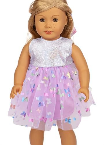 Puppenkleidung für New Born Baby Doll, Kleid Tutu lila, Kleid Puppensachen Tutu Für 18 Puppen, Geburtstagsgeschenk Für Mädchen, mit Tüll und Sternen für 43 cm Puppen, 24.5 * 21.5cm