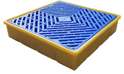 Plataforma de contención modular, paleta de derrames de tambor de aceite apilable industrial con drenaje, bandeja de rejilla de polietileno desmontable para garaje, supermercado, sótano (31 x 31 x 5,5