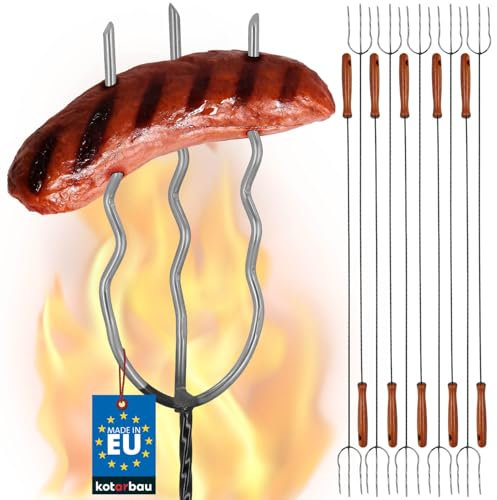 KOTARBAU® 10er Set Grillspieße Lagerfeuer Spieß Holzgriff 123 cm Grillspieß für Wurst Spieße Stockbrot Stöcke Grillspieße Edelstahl Marshmallow Spieße Lagerfeuer Teleskop Grillspieße für Lagerfeuer