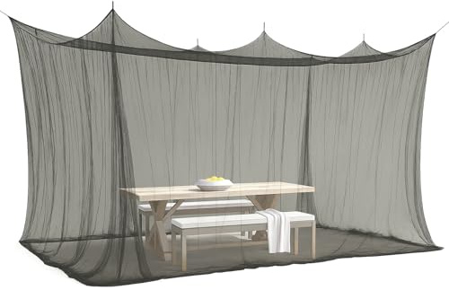 ELEGANCIO Moskitonetz für Innen und Außen 300 x 500 x 250 cm 220 Mesh Outdoor & Indoor XXL Mosquito net Insektenschutznetz Mückennetz für Zelt Wohnwagen (schwarz 5m lang)