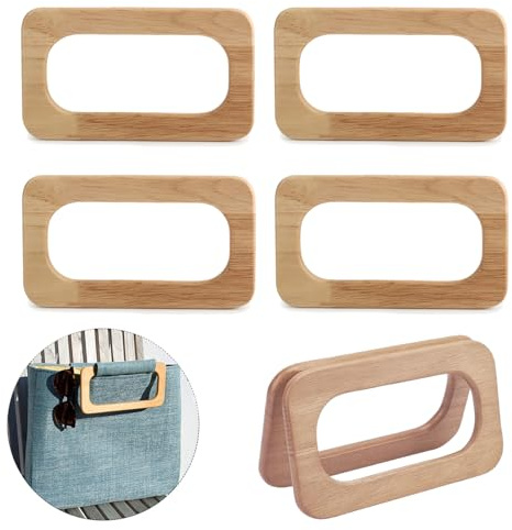 Asas de Madera para Bolso, Asas de Bolso Rectangulares, DIY Hacer Bolso de Madera Asa de Transporte Accesorios, para Bolsos de Mano Embragues y Monederos
