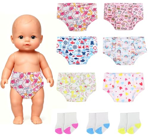 6PCS Pannolini per Bambole,3PCS Calzini per Bambole,Bambole Bambole Accessori,Vestiti per bambole 35-45 cm,Accessori bambole reborn,per vestiti delle bambole