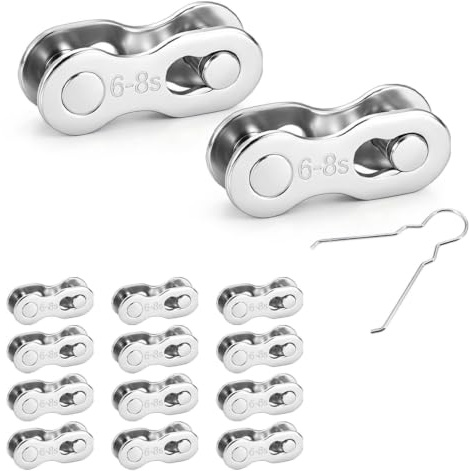 Lot de 16 paires de chaînes de vélo 6/7/8 vitesses avec rivet de chaîne