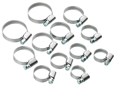 CON:P Schlauchschellen-Set 12-teilig - Verschiedene Spannweiten 12 - 20 mm, 16 - 25 mm, 20 - 32 mm & 25 - 40 mm - Aus rostfreiem Stahl / Schlauchklemme / Schlauchbefestigung / SA166