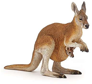 Papo - Figura Canguro con Cucciolo - Marsupiale Australiano per Bambini dai 3 Anni - Dipinta a Mano - Plastica Resistente - Collezione La Vita Selvaggia - Giocattolo Educativo Realistico - 50188
