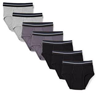 Amazon Essentials Men's Cotton Breathable Tag-Free Briefs Underwear, Pack of 7, Black/Charcoal/Grey Heather, Large