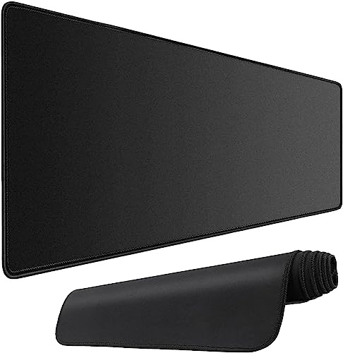 LL-COEUR Schwarz Groß Gamer Mäusepad rutschfeste 100x40x0,3cm, Laptop Mousepad Schreibtischauflage mit Genähte Kanten für Maus, Tastatur (1000x400x3mm)