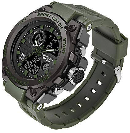 AIMES Herrklockor sport utomhus vattentät militärklocka för män taktisk klocka analog digital datum larm stoppur multifunktionell taktik stort ansikte armbandsur för män