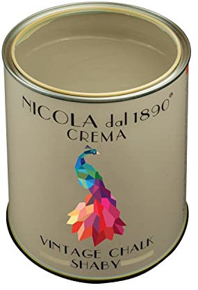 Vernice Vintage Chalk Shabby a Base di Acqua, per Interni ed Esterni, Aspetto Opaco, Made in Italy, Colore Crema - Formato 0,25 lt