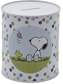 CYPBRANDS Snoopy - Salvadanaio in metallo, per bambini, portamonete, dimensioni 10 x 10 x 12 cm, Multicolore, Prodotto ufficiale, HM-502-SY