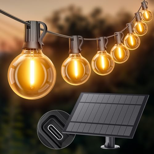 Ehaho Lichterkette Außen Solar | 7.6M Solar Lichterkette Outdoor mit IP65 Wasserdicht | 20+3 LED G40 Solar Lichterkette mit 4 Modus | 2700K Warmweiß ist geeignet für Balkon Garten Party Terrasse Hof