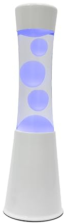 Fisura – Lavalampe mit LED in 7 Farben. Entspannender Lichteffekt. Farbwechselnde Lampe. Geschenkidee. Maßnahmen: 30 cm x 9 cm x 9 cm, Weiß