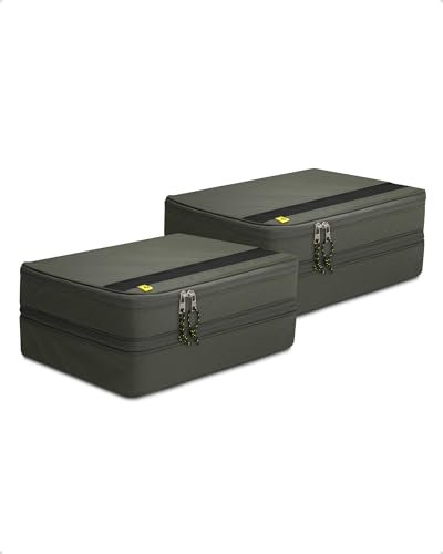 Spigen Life Organizador de Maleta Compression Packing Cubes Organizadores Maletas de Viaje Expandibles Organizador de Equipaje Impermeable, 2 piezas (L1+L1) - Verde oscuro