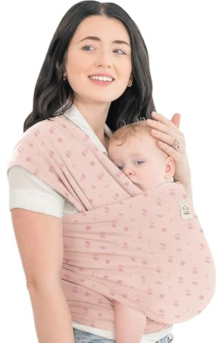 KeaBabies Babytrage Ab Geburt - Atmungsaktive Babytragetücher, Babytrage Neugeborene Ab Geburt, Babytuch Tragetuch Baby Neugeborene, Kleinkind Handfreie Baby Carrier (Pink Daisies)