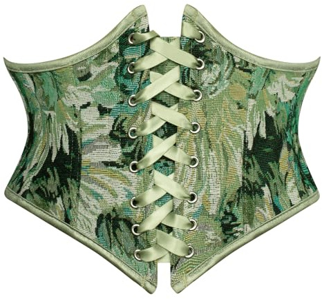 Scarlet Darkness Renaissance Belts for Women Boned Lace Up Underbust Corset Bustier Waist Belts Green 6