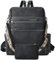 Wisebom Rucksack Damen Wasserdicht, Anti Diebstahl PU Leder Leichtgewichtig Große Kapazität Mehrere Fächer Elegant Mode Rucksack Umhängetasche Handtasche für Schule Arbeit Reise (Schwarz)