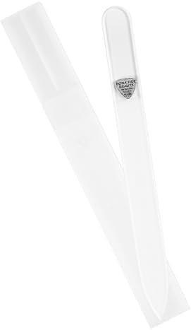 Bona Fide Beauty Lima per unghie in vetro ceco (colore trasparente), lima per unghie naturali con custodia rigida protettiva trasparente, regalo per donne