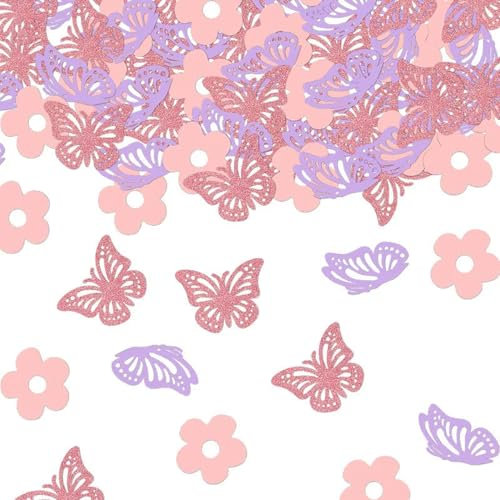 QZKJQDD Lot de 100 confettis en forme de papillon - Décoration d'anniversaire - Pour les fêtes d'anniversaire, les mariages, les fêtes de vacances, les décorations à disperser, etc