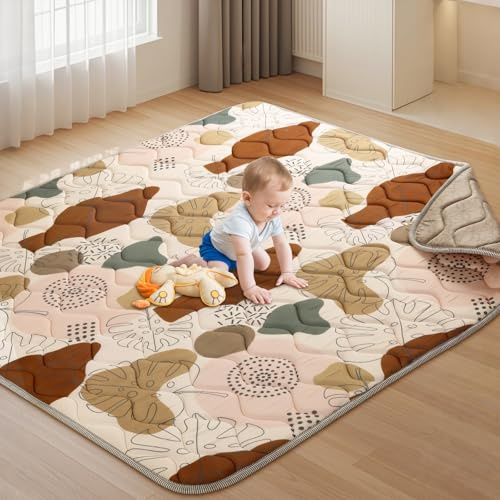 Tuocal Baby Play Mat, 150x180cm Baby Mats for Floor Play Portable Foldable Playpen Thicken Soft Padding Mat Non Slip Baby Crawling Mats Machine Washable Crawling Mat for Babies and Toddlers Infants