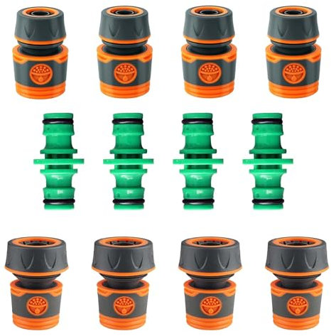 FORMVERSITY 12 Connecteur Tuyau Arrosage, Raccord Tuyau d'Arrosage 19mm 25 mm, Raccord Rapide Tuyau Arrosage 1/2 in Tuyau Rapides Raccord 3/4 in, Raccords Bidirectionnels Plastique