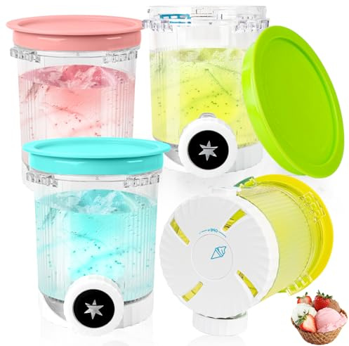 LPQKCcY 4 Pack Creami Tubs for Ninja Swirl by CREAMi Soft Serve & Ice Cream Maker NC701UK NC700UK NC701 Series, 16oz Creami Pots Containers with Color Lids