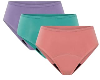 Modibodi Period Underwear for Women - Basic Mid-rise Brief - Moderate Flow 30ML - 3 Pack Multicolor 8/XS