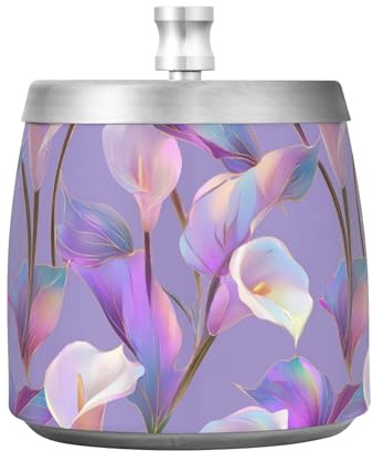 Hologram Magic Calla Lily Posacenere in Acciaio Inox con Coperchio per Patio Balcone Interno Unico Senza Fumo Heavy Outdoor Posacenere per Gli Amanti dei Sigari Fumatori ceniceros para exteriores de
