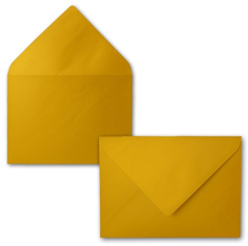 Metallic Briefumschläge in Gold Metallic - 50 Stück - metallisch-glänzende DIN C5 Kuverts 22,9 x 16,2 cm - Nassklebung ohne Fenster - Weihnachten, Grußkarten - Serie FarbenFroh