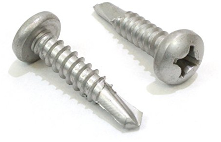 Bolt Dropper 10 x 1 Self Tapping Stainless Steel Metal Screw, (100 Set) Phillips Pan Head Self Drilling, 410 SS, Corrosion Resistant Choose Size