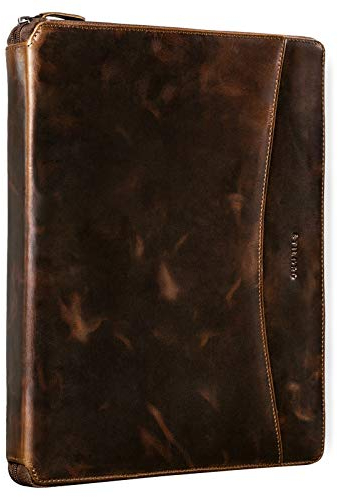 STILORD 'Dexter' Dokumententasche A4 Leder Arbeitsmappe Vintage Aktenmappe Dokumentenmappe DIN A4 Konferenzmappe Schreibmappe für 13.3 Zoll MacBooks, Farbe:sepia - braun
