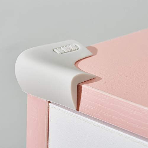 100% Silicone Corner Protector, Baby Proofing Corners Edge Guards, Pre-Tape Adhesive Soft for Kids Safety, Child Table Cabinets Furniture Bumper (Gray, 4 Pieces)